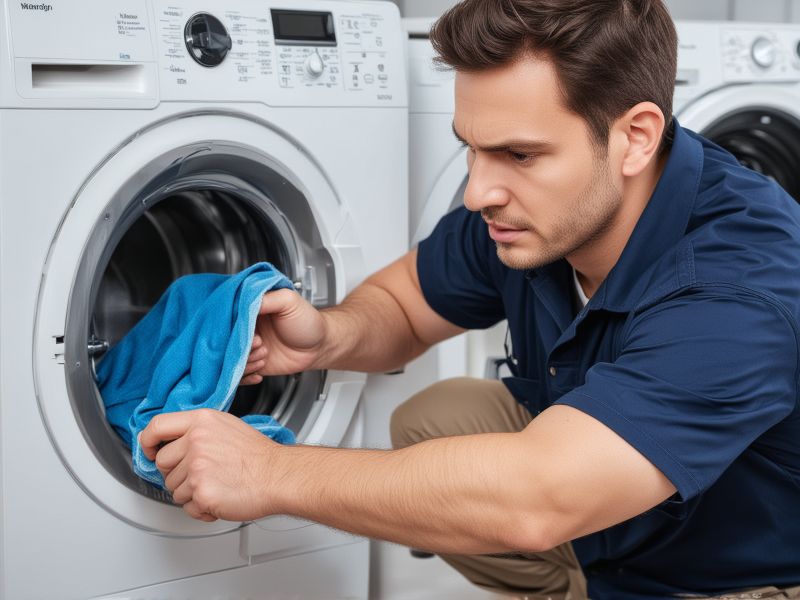 Professional appliance maintenance technician performing preventive care service